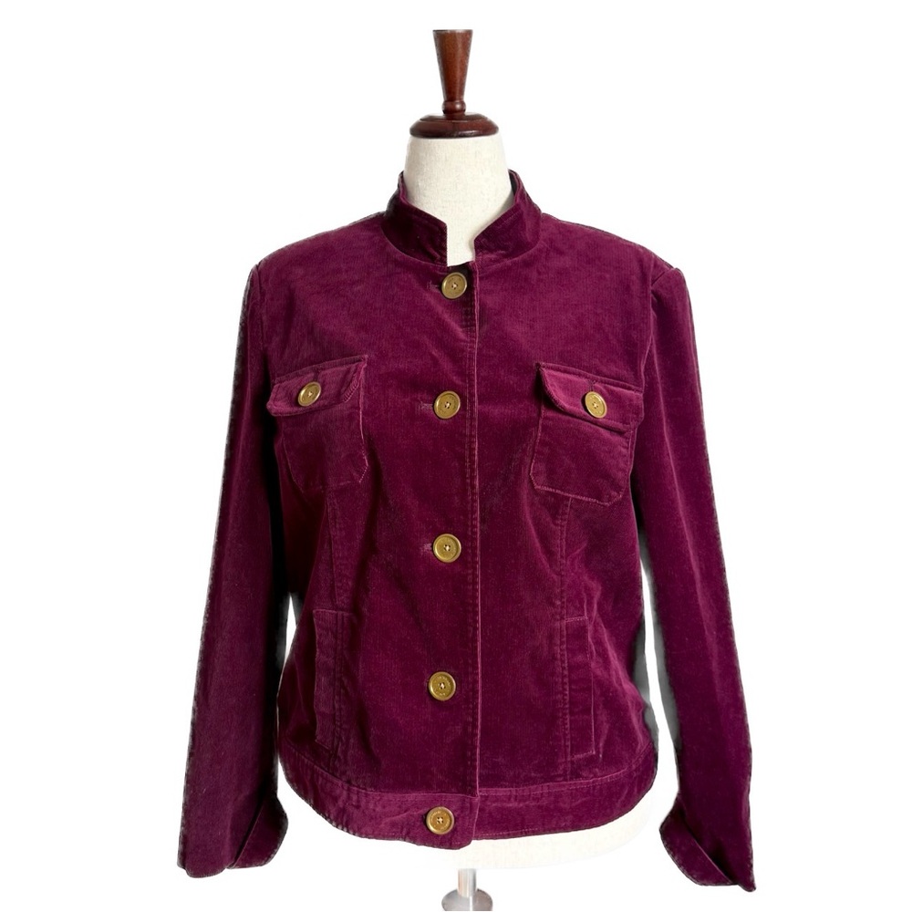 Jones New York Women's Burgundy Corduroy Utility Jacket
